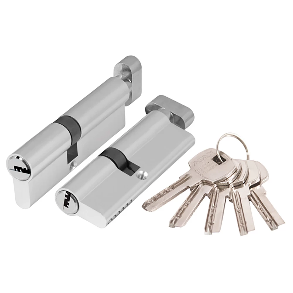 Фото Цилиндровый механизм (AX202/80) AX2002Knob80 (40+10+30) CP хром с вертушкой