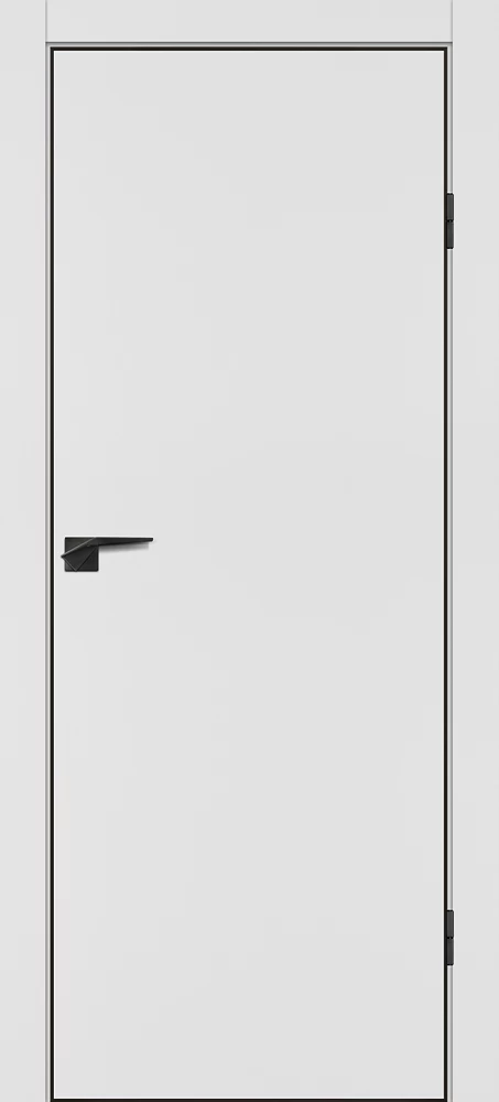 Фото Межкомнатная дверь P-1 кромка ABS черная c 4-х ст. Белый матовый