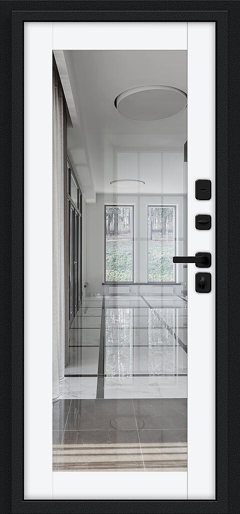 Входная дверь Thermo Флэш МФ/SBlack Букле черное/White Silk BR6217 внутренняя сторона